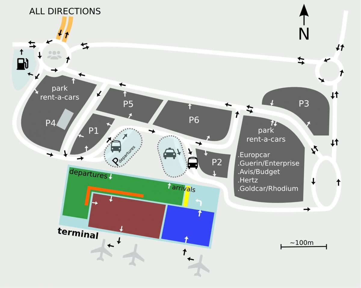 सेविला हवाई अड्डे का नक्शा