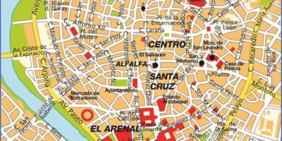 सेविले स्पेन के नक्शे पर्यटकों के आकर्षण